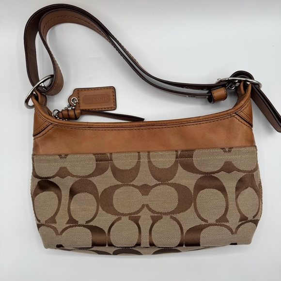 Coach Tan and Brown Signature Shoulder Bag | Very Good Condition - Picture 12 of 13
